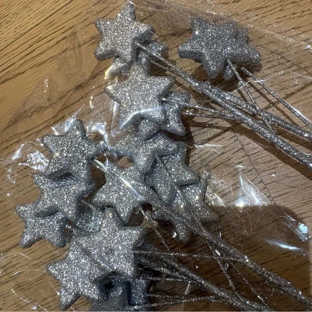 Silver Star Party Decoration Sticks - 6